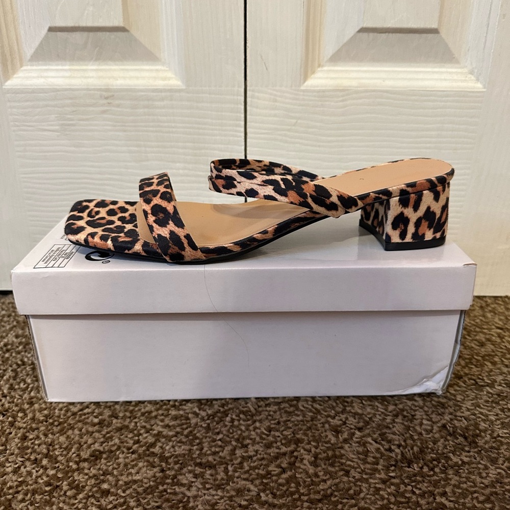 Leopard Print Women's Block Heel Sandals